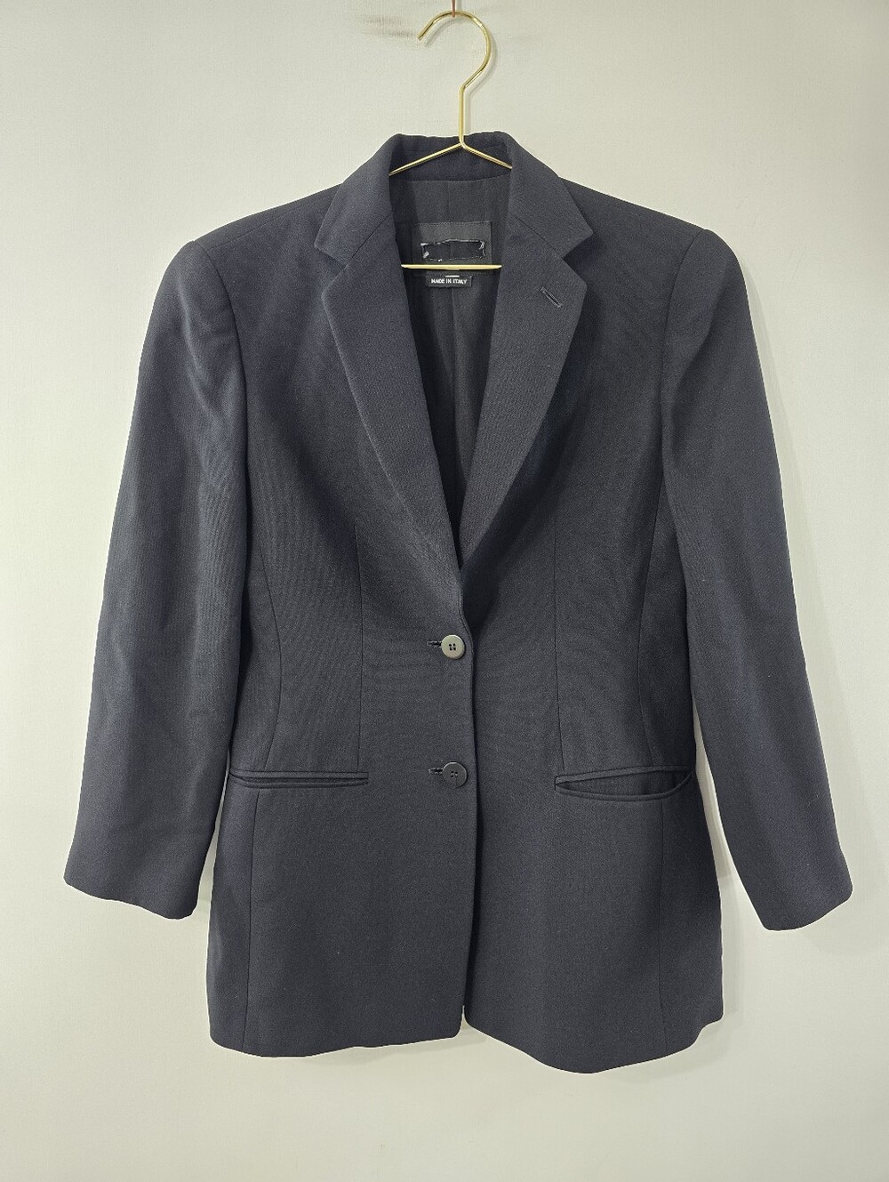 Giorgio Armani Vestimenta Spa Silk Two Button Blazer Solid Black Size XS Lined